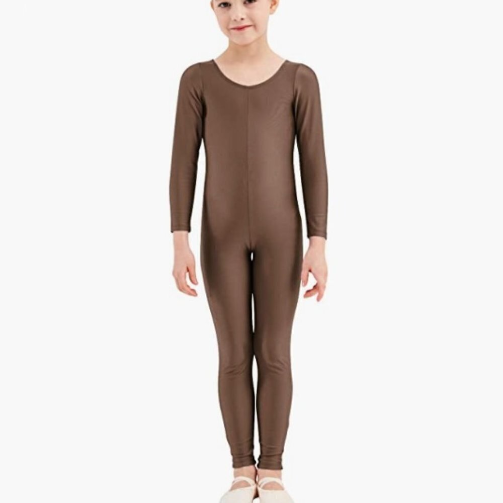 Girls Kids Long Sleeve Spandex One Piece Dance Unitard, Small